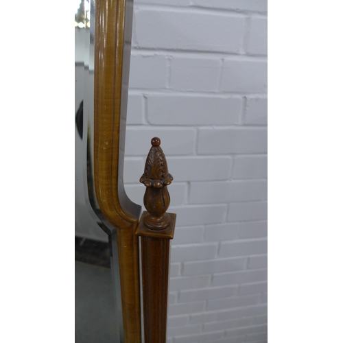 272 - Queen Anne style walnut cheval mirror. 165 x 52cm.