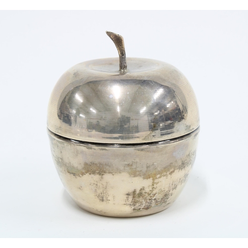 28 - Middle Eastern white metal apple jar and cover with marks to the cover and base 10cm