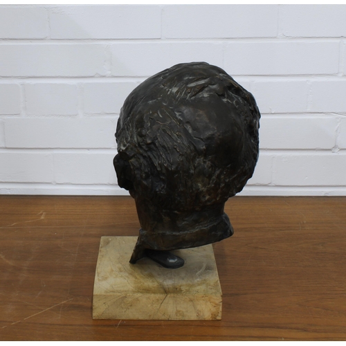 289 - Edward Eade bronze bust of Clifford Curzon, unsigned, on a wooden base