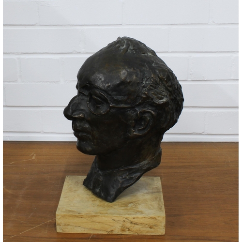 289 - Edward Eade bronze bust of Clifford Curzon, unsigned, on a wooden base