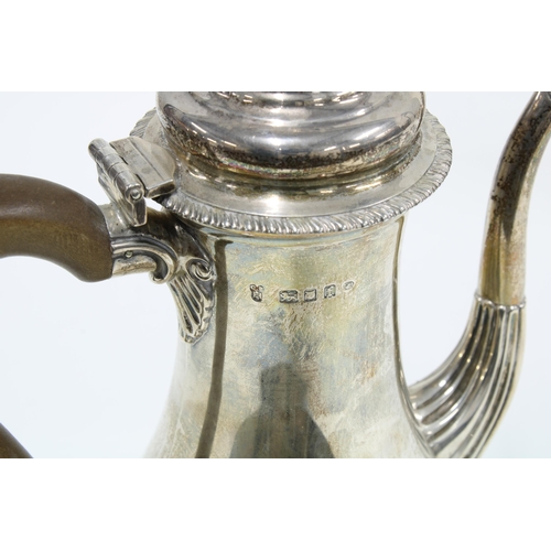 29 - George V silver coffee pot, London 1934 with French control mark, together with an epns coffee pot a... 