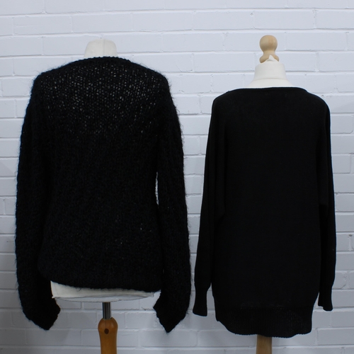 293 - Victoria Jones black wool jumper with sequence floral pattern and another vintage wool jumper with d... 