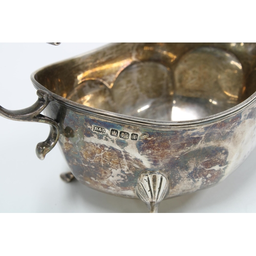 30 - George V silver sauce boat, Sheffield 1915 and a pair of 19th century silver dishes, London 1801, al... 