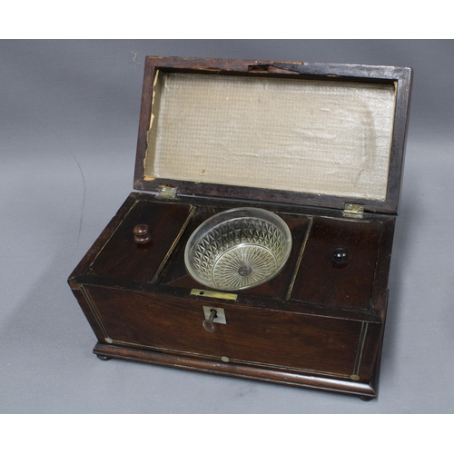 316 - Three 19th century tea caddies to include two rosewood and one burrwood caddy. largest 31cm long (3)