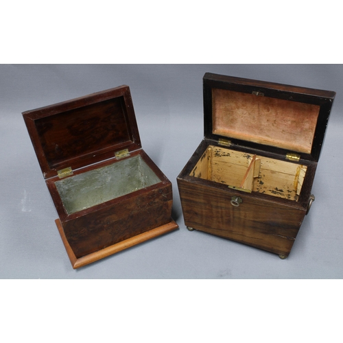 316 - Three 19th century tea caddies to include two rosewood and one burrwood caddy. largest 31cm long (3)