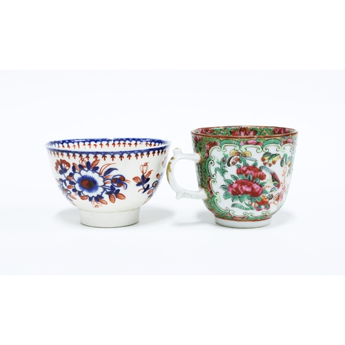 320 - 18th century English tea bowl and a Chinese famille rose teacup, (2)