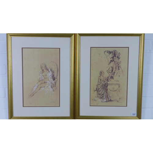 335 - Pair of Russel Flint prints, framed under glass, 44 x 59cm (2)