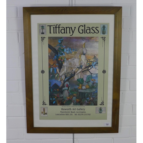 336 - Tifffany Glass poster, 59mx 79cm including frame