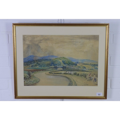 342 - 19th century watercolour, framed under glass, 48 x 33cm