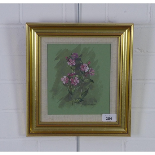 354 - Margery Stephenson (1929 - 2018) 'Red Campion' watercolour, framed under glass within a gilt frame, ... 