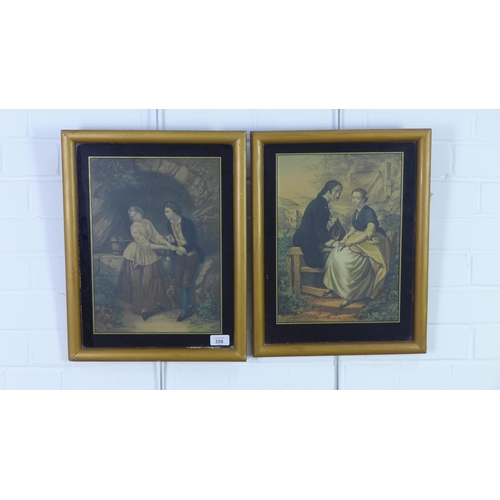 358 - Pair of lithograph prints contained within verre eglomise frames, 36 x 46cm including frames (2)