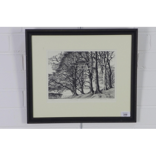 359 - Pamela Grace, 'January Beeches', engraving, signed in pencil, titled and numbered 9/150, framed unde... 