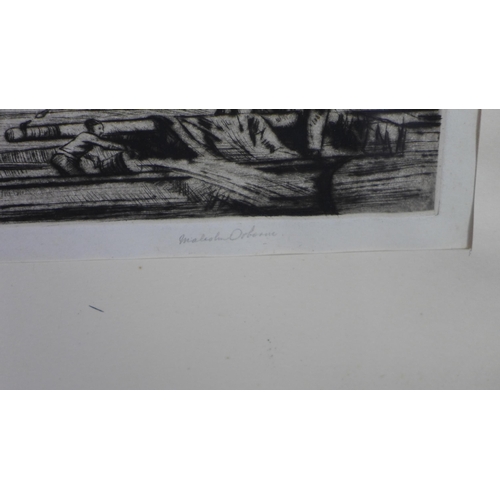 368 - Malcom Dobson, framed etching, 38 x 22cm