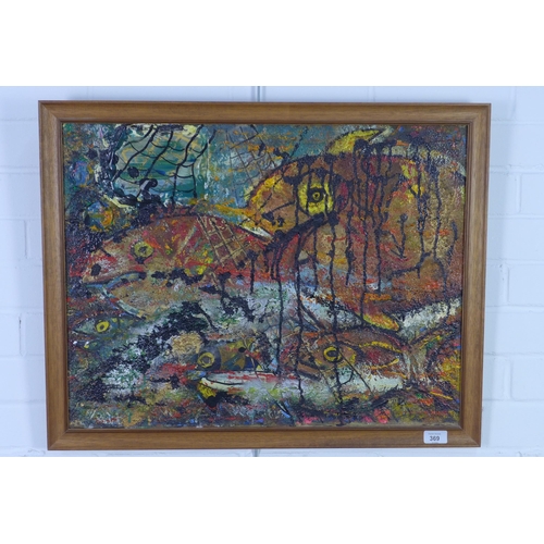 369 - Christina Stipetic, 20th century School mixed media oil on board, framed 65 x 50cm