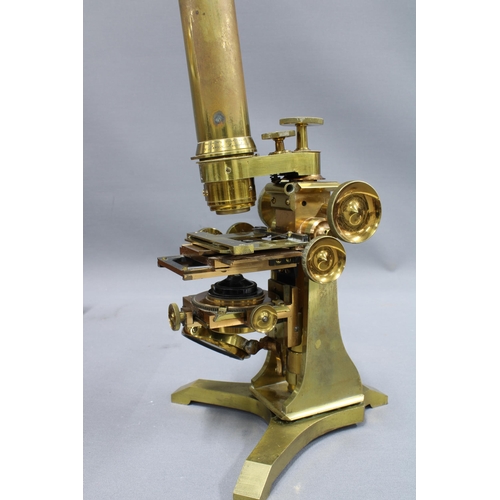 401 - 19th century lacquered brass microscope with a Wenham's Binocular  by Ross, London, together with va... 