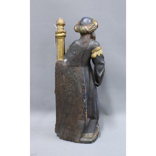 402 - Early polychrome painted and gilded wood figure of Saint Barbara, with a Spritzer collection 1893 la... 