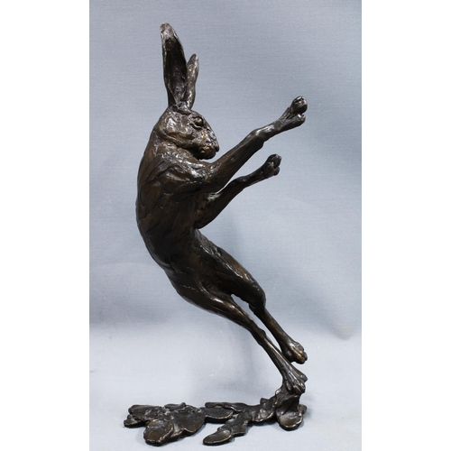 410 - Bronze hare, Michael Simpson, signed with initials and numbered 67 / 75, 36cm