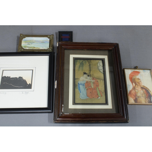 429 - A quantity of photograph frames , various shapes and sizes, together with an Indian gouache, fairy p... 