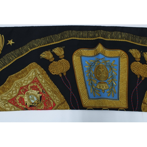 443 - Hermes vintage silk scarf / muffler, with Hermes label, approx 180cm long x 28cm wide