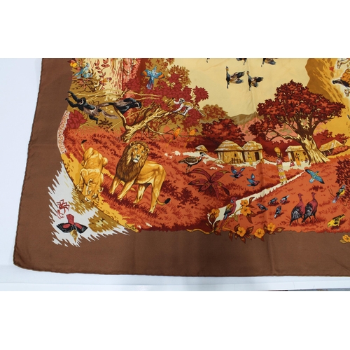 453 - Hermes silk scarf Africa, designed by Robert Dallet, signed, 90 x 90cm