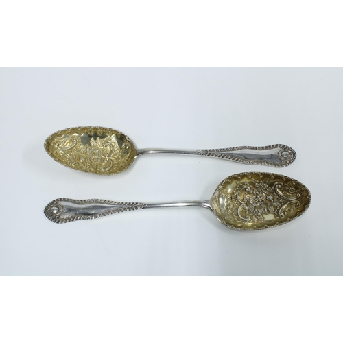 56 - Set of six Epns salts and spoons together with a set of four epns berry spoons (10)