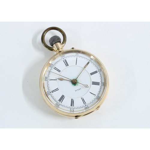 6 - 14ct open face pocket watch with roman numerals and 0 - 300 outer dial, numbered 71783, inner case s... 