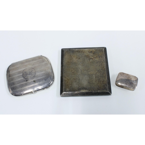 98 - Silver cigarette case, London 1937 together with another silver cigarette case of smaller size, Birm... 