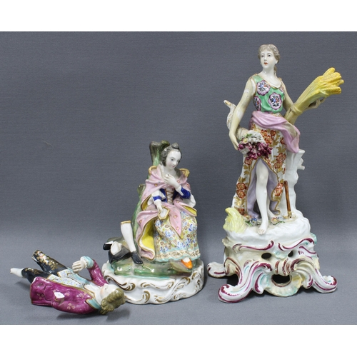 198 - Collection of 19th century porcelain figures to include a male and female gold anchor pair with iris... 