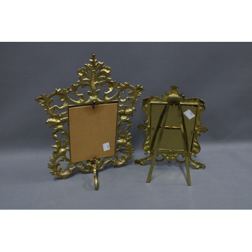 330 - Two brass photograph frames with strut backs, largest 32cm (2)