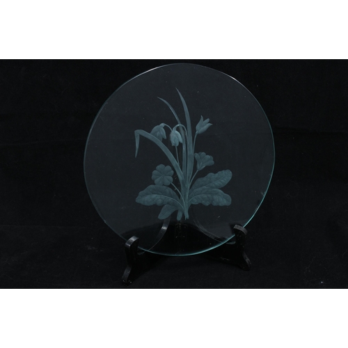 101 - Set of six early 20th century glass plates, each with an etched floral pattern (6)