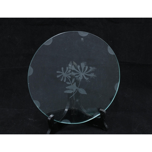 101 - Set of six early 20th century glass plates, each with an etched floral pattern (6)