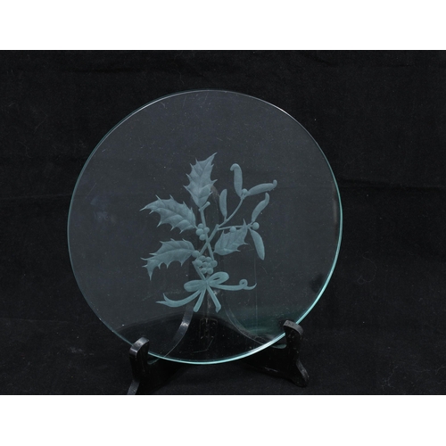 101 - Set of six early 20th century glass plates, each with an etched floral pattern (6)