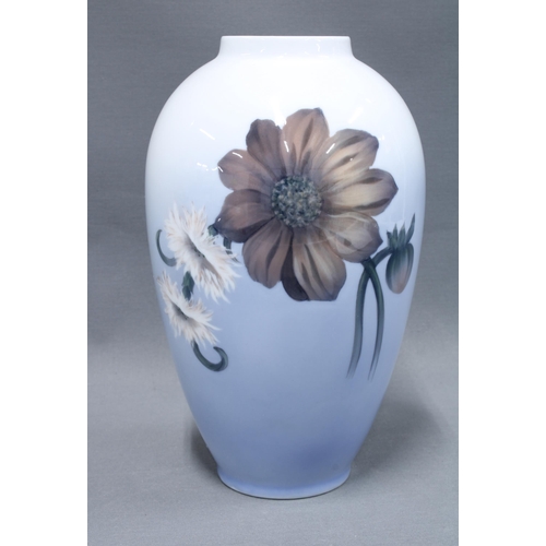 122 - Royal Copenhagen floral decorated baluster vase, pattern number 2660 / 1099, 25cm