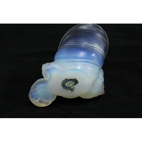 128 - Sabino, French opalescent glass snail, with remnants of a paper label to base, 10cm