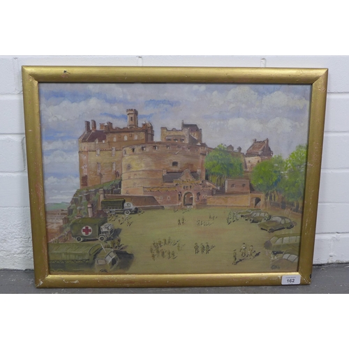 162 - Early 20th century school - Troops Gathering at Edinburgh Castle, gouache & watercolour on paper, ap... 