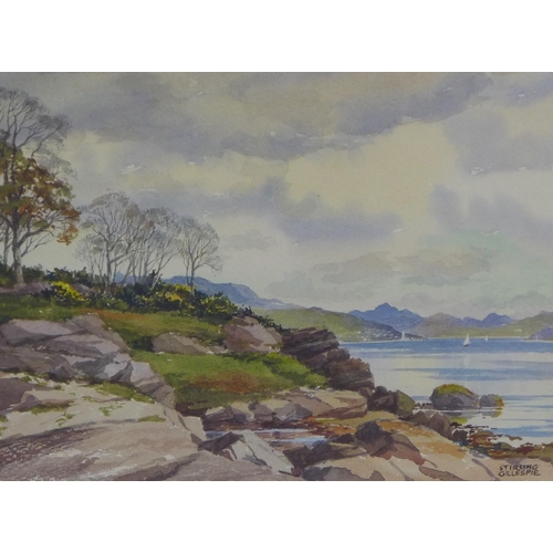 164 - Stirling Gillespie (Scottish 1908 - 1993) Kerrycroy Shore (Bute), watercolour, signed, framed under ... 