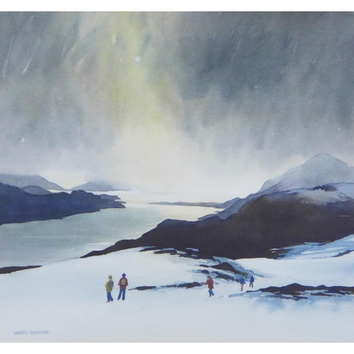 165 - James Bankier (Contemporary Artist) 'Hillwalking above Loch Linnhe' watercolour, signed and framed u... 