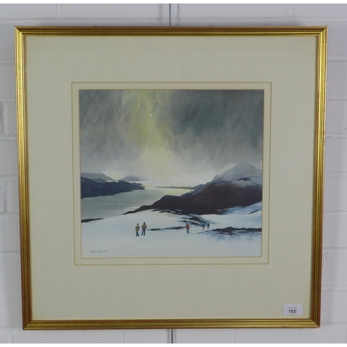 165 - James Bankier (Contemporary Artist) 'Hillwalking above Loch Linnhe' watercolour, signed and framed u... 