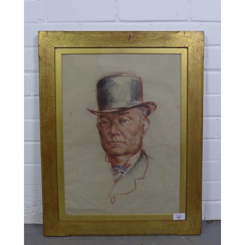 167 - Early 20th century School, pastel portrait if a Gent, apparently unsigned, under glass within a gilt... 