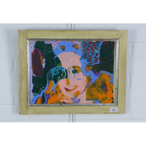 172 - Nina, acrylic on paper, signed and dated '99, framed, 39 x 30cm