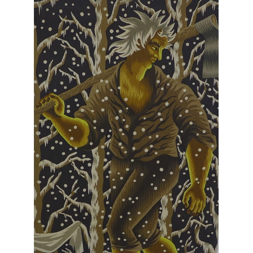 174 - Jean Picart Le Doux (1902-1982) L'Hiver - a 1966 limited edition painted canvas, 50 x 65cm