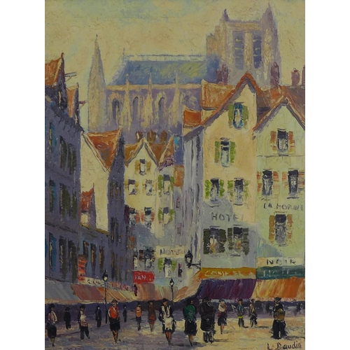 176 - L. Baudin, French street scene, oil on canvas, signed and framed, 40 x 50cm