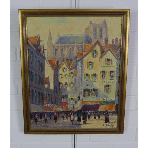 176 - L. Baudin, French street scene, oil on canvas, signed and framed, 40 x 50cm