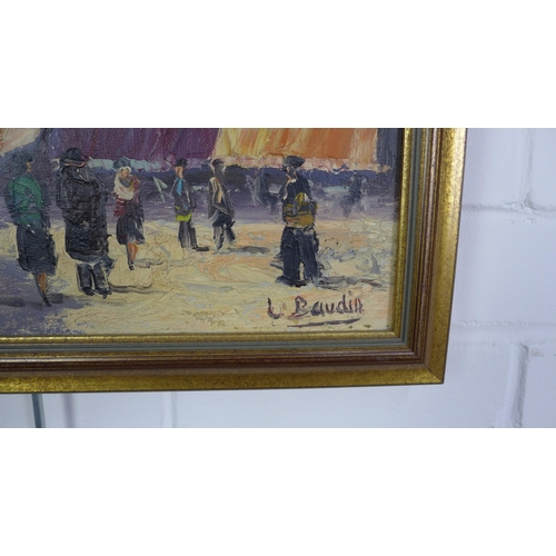 176 - L. Baudin, French street scene, oil on canvas, signed and framed, 40 x 50cm