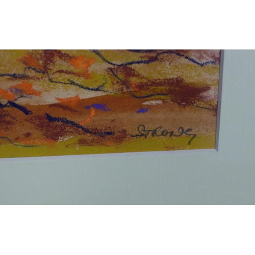 180 - Strong, 'Landscape at La Grande Terre', mixed media on paper, signed and framed under glass, 50 x 35... 