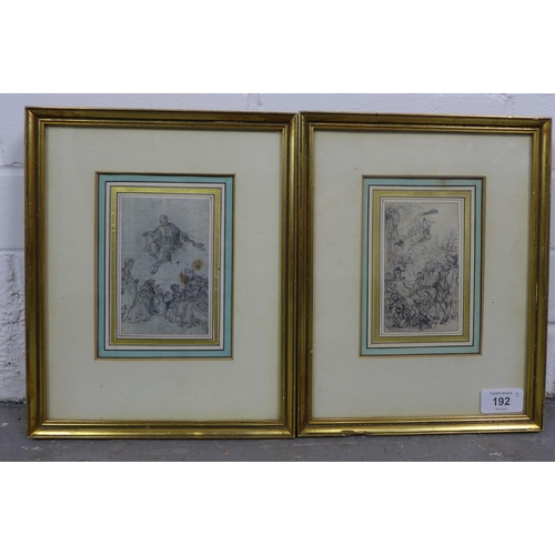 192 - HUBERT FRANCOIS GRAVELOT (FRENCH 1699-1773) Two classical drawings in pencil and ink, labelled verso... 