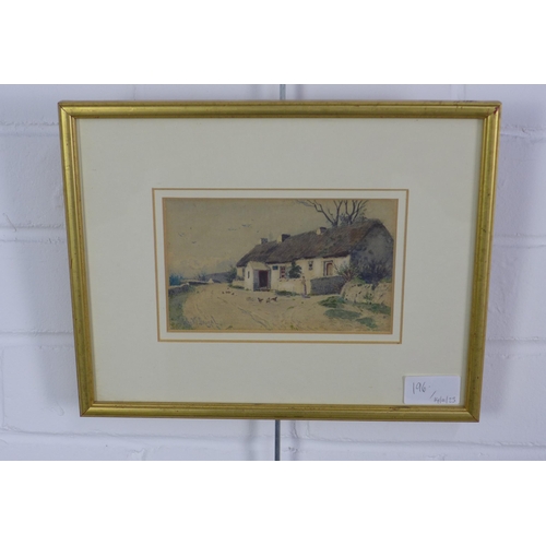 196 - John McDougal, (British) white cottages with thatched roofs, watercolour, signed and framed under gl... 