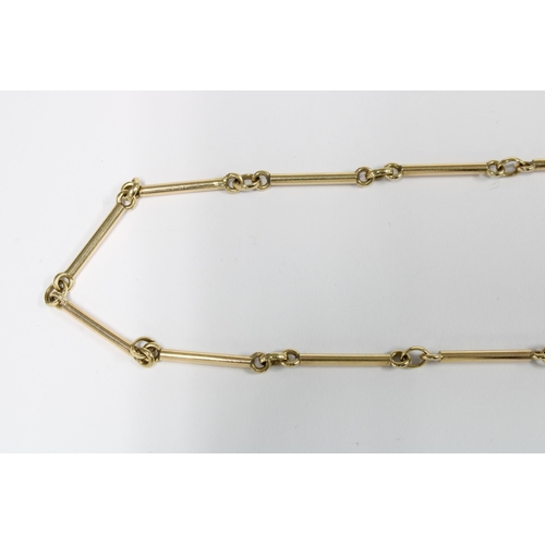 20 - 9ct gold necklace with bar links and circular spacers, approx. 15g