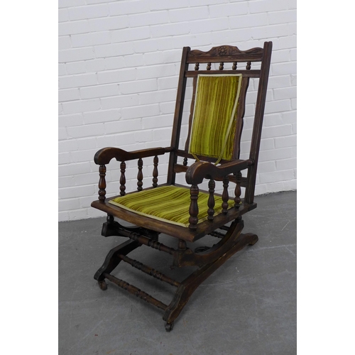 206 - Early 20th century American rocking chair. 98 x 34 x 54cm.