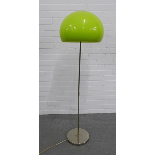 207 - Vintage chrome standard lamp with a green Guzzini style shade. 140 x 42cm.